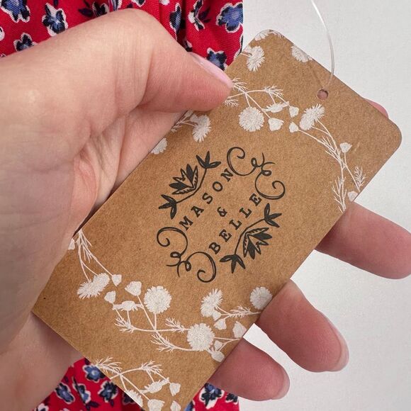 NWT Stitchfix Mason & Belle Lyla Button Detail Dress Size XL Red Floral‎ - Picture 9 of 15